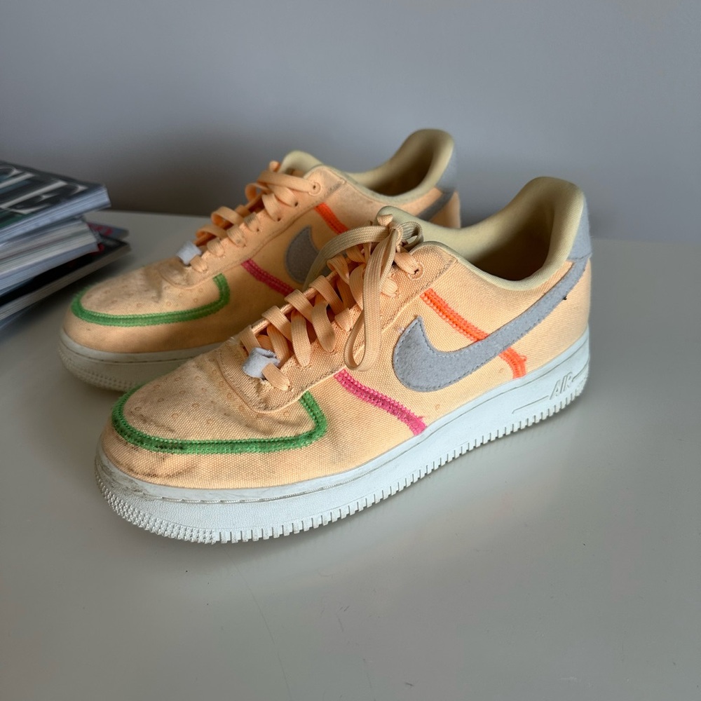 Nike Air Force 1 Peach and Gray Sneakers
